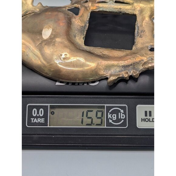 Vintage Brass Ornate Floral Inkwell with Glass Bottle & Lid - Picture 6 of 13